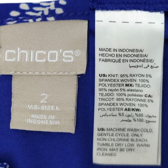 Chicos Pullover Top Womens 2 US L Paisley Handkerchief Batwing Sleeve Keyhole - Picture 7 of 16